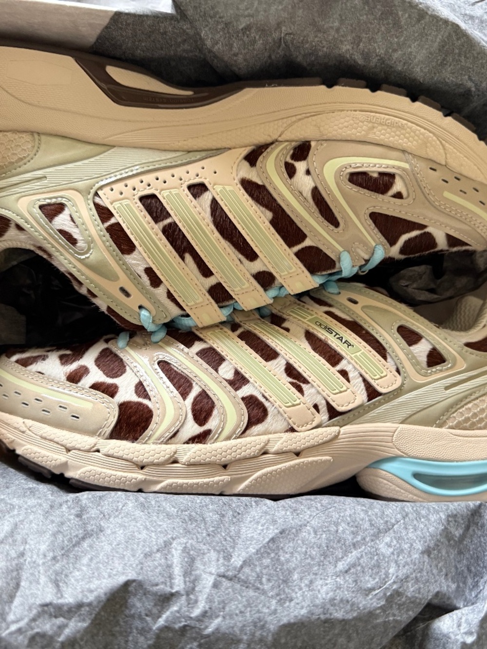 Adidas Adistar Cushion Giraffe Print Real Fur Sneakers 7.5w